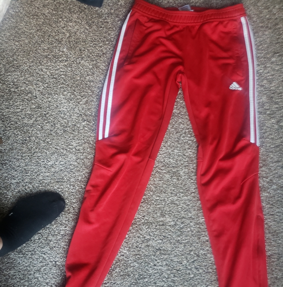 Adidas Red Track Pants with Slim Fit